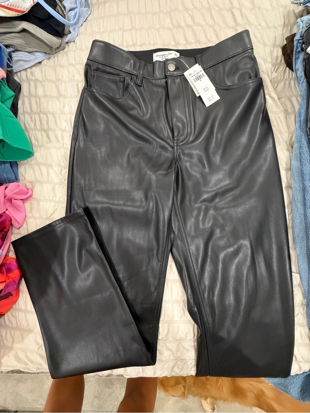 Abercrombie & Fitch Black Faux Leather High-Rise Jeans